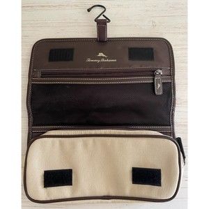 Tommy Bahama Travel Hanging Toiletry Ditty Bag Case Pouch Dop Kit Tan Canvas
